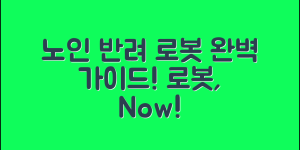 노인반려로봇지원 정보 완벽 가이드