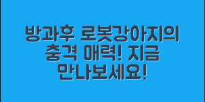 충격적인 방과후로봇강아지의 매력!