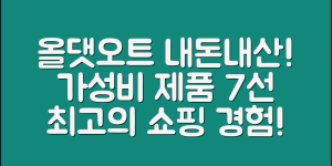 올댓오트 내돈내산! 가성비 좋은 7가지 제품