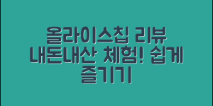 누구나 쉽게 즐기는 올라이스칩 내돈내산 리뷰