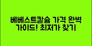 베베스트칼슘츄러스 가격 완벽 가이드