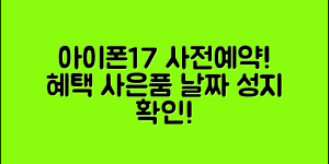 아이폰17 사전예약 혜택 총정리(+사은품, 일정, 날짜, 성지 등)