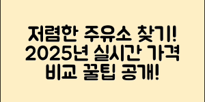 근처 저렴한 주유소 찾는 법 총정리｜2025년 위치 기반 실시간 가격 비교 꿀팁
