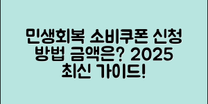 전국민 민생회복 소비쿠폰 지원금 신청 2025년 최신 가이드 – 내가 받을 수 있는 금액은?