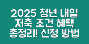 2025 청년내일저축계좌 완벽 가이드 – 조건, 혜택, 신청 방법 총정리