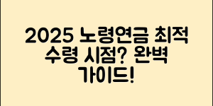 노령연금 수령 나이 2025 기준 완벽 가이드 – 나에게 맞는 최적 수령 시점은?