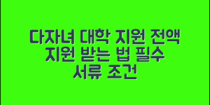 다자녀 대학등록금 전액 지원 받는 법 (+첫째, 둘째, 셋째, 신청 조건, 필요 서류, 구간 등)