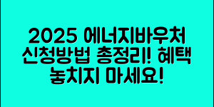 2025년 에너지바우처 신청방법 총정리! 꼭 확인하고 혜택 챙기세요