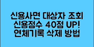 신용사면 대상자 조회 방법 총정리: 연체기록 삭제로 신용점수 40점 올리는 방법!