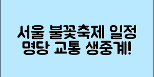 서울불꽃축제 일정 총정리｜명당자리, 교통 통제, 생중계까지 A to Z 안내