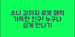 누구나 쉽게 만나는 소니강아지로봇의 매력