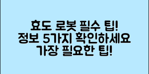 효도로봇 정보 5가지 필수 팁