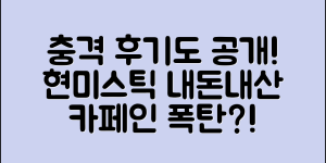 충격적인 현미스틱 내돈내산 후기 공개!
