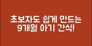 초보자도 쉽게 만들 수 있는 9개월아기간식